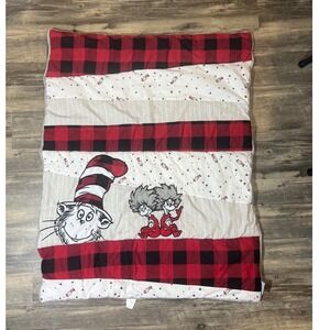 Dr. Seuss Nursery Crib Blanket Lumberjack Cat In The Hat Red Plaid Trend Lab